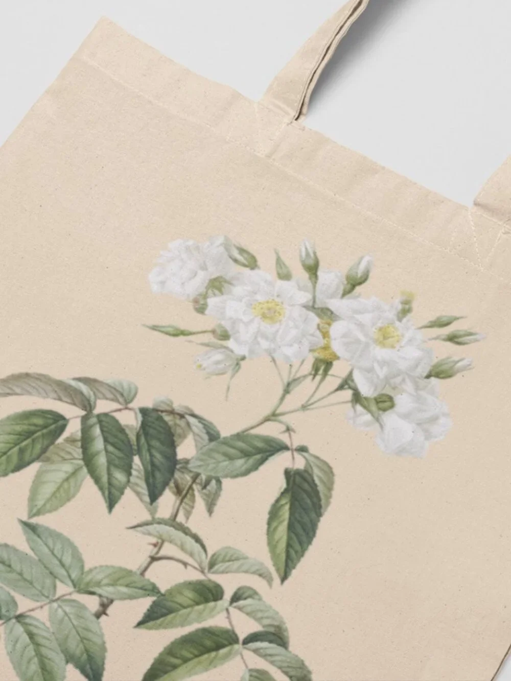 Musk Rose Vintage Floral Print Graphic Canvas Tote Bag